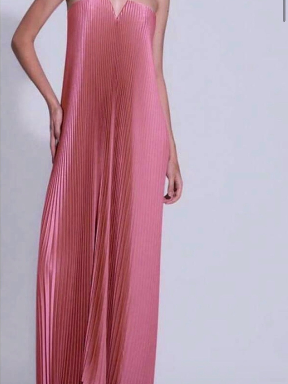 Strapless Pleated Pink Dress